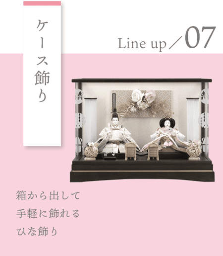 写真：ひな人形 Lineup／07 ケース飾り 箱から出して手軽に飾れるひな飾り